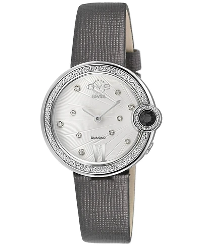 GV2 by Gevril Women's Perugia Swiss Quartz Diamond Hand made Italian saffiano leather Strap Watch