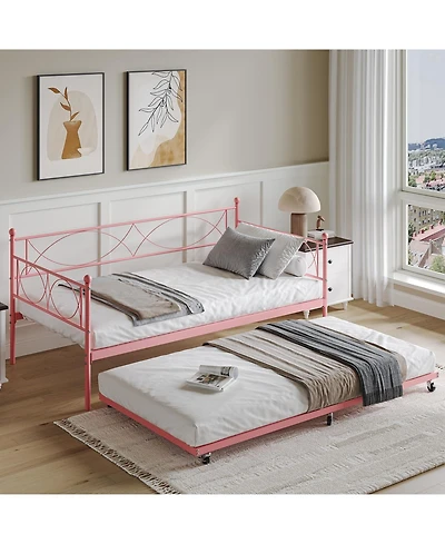 gaomon Twin Daybed with Trundle, Day Bed Trundle Twin, Mattress Foundation