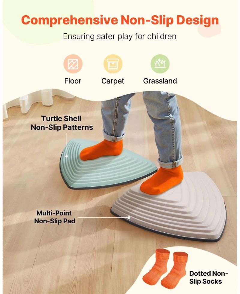 Mecale Balance Stepping Stones for Kids, 6 Pieces Non-Slip Sensory Stones, 220 lbs Max