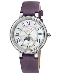 GV2 by Gevril Women's Genoa Swiss Quartz Diamond Handmade Italian Leather Suede Strap Watch