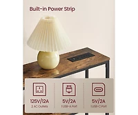Slickblue 2-Tier Sofa Table with Built-In Power Outlet and Storage Shelves