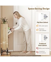 Homcom Shoe Cabinet with 2 Flip Drawers, Narrow Shoe Storage Cabinet