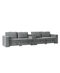 Hulala Home Buelow 148" Modern Storage Sectional Sofa With Charging Station And Middle Storage Compartment