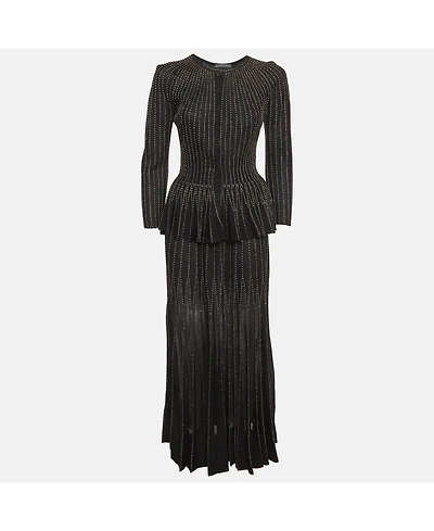 Pre-Owned Alexander Mcqueen Women's Knit Striped Embroidered Pattern Top And Skirt Set