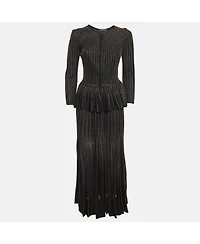 Pre-Owned Alexander Mcqueen Women's Knit Striped Embroidered Pattern Top And Skirt Set