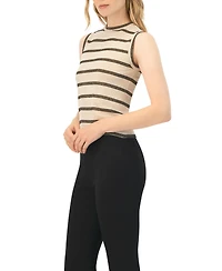Ivonne Women's Striped Round Neck Blouse