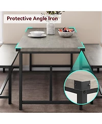 gaomon 3-Piece Dining Set for 4, Rectangular Table with 2 Benches