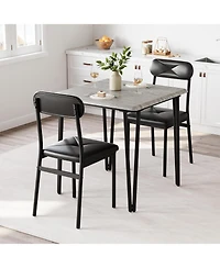 gaomon 3-Piece Square Dining Set for 2, Table with 2 Upholstered Pu Chairs