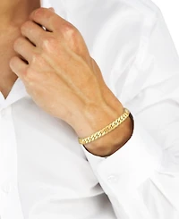 Macy's Men's Starburst Diamond-Cut Cuban Link Chain Bracelet in 14k Gold over Sterling Silver