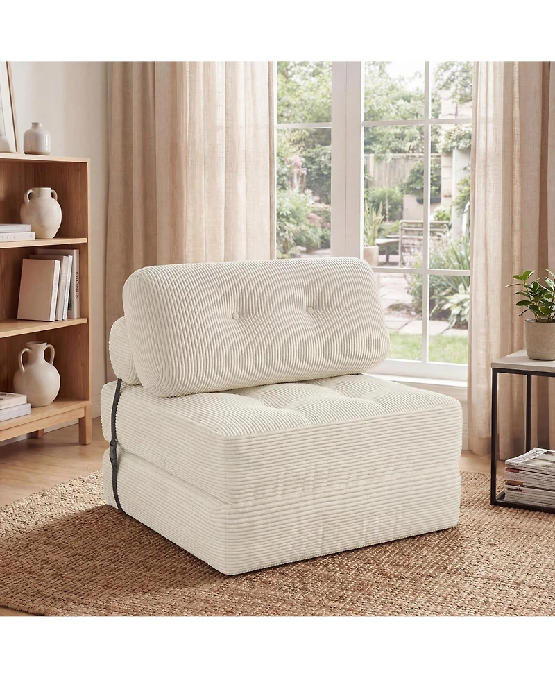 Costway Folding Sofa Bed, Convertible Sleeper Chair with Pillow Back Support Corduroy Cover