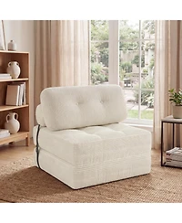 Costway Folding Sofa Bed, Convertible Sleeper Chair with Pillow Back Support Corduroy Cover
