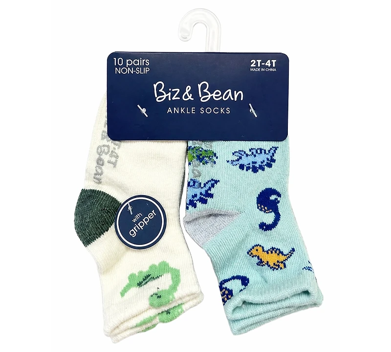 Rainbow Sugar Biz & Bean Toddler Boys' and Girls' 2T-4T Grippers Socks, 10-Pack