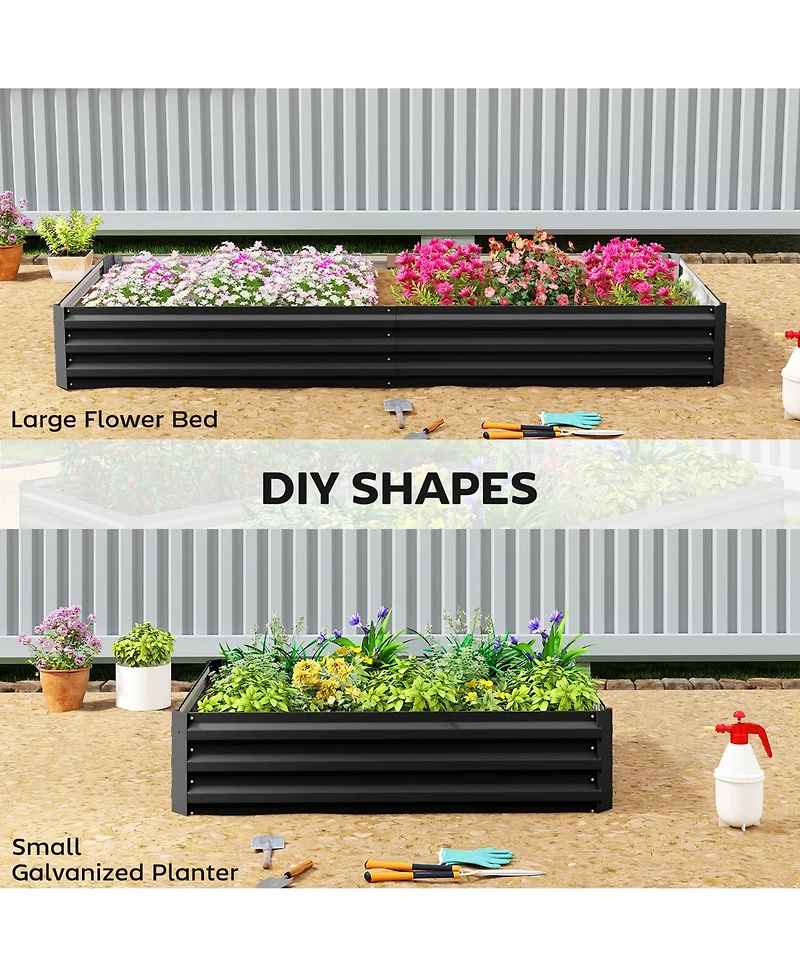 Outsunny Galvanized Raised Garden Bed Metal Planter Box Easy Quick Setup