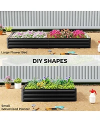 Outsunny Galvanized Raised Garden Bed Metal Planter Box Easy Quick Setup