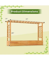 Sugift 45 Inch Wooden Raised Garden Bed with Lattice Trellis for Outdoor