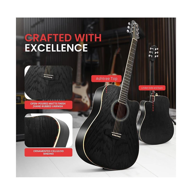 Pyle 41 Steel Strings Acoustic Guitar for Beginner and Adults