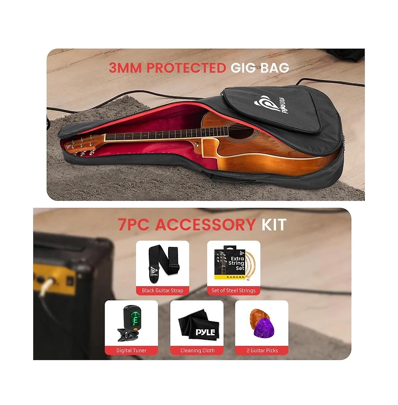 Pyle 41 Steel Strings Acoustic Guitar for Beginner and Adults