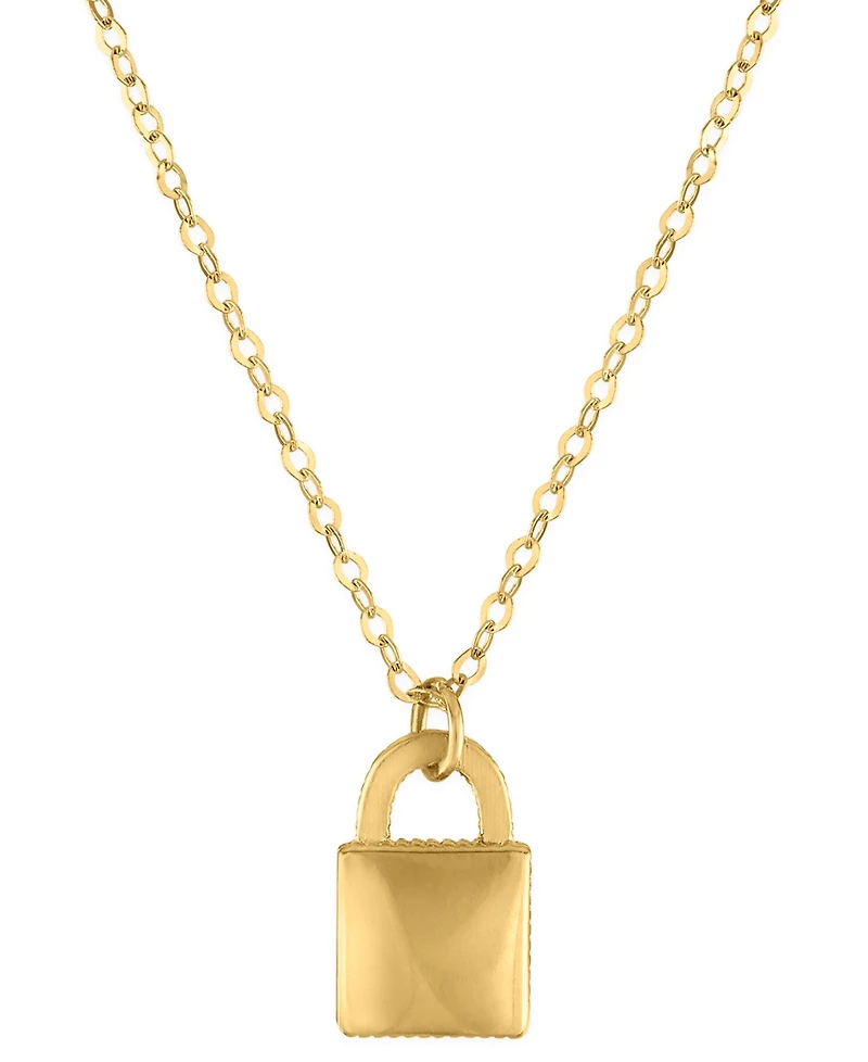Macy's Small Padlock Pendant Necklace in 10k Yellow Gold