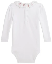 Polo Ralph Lauren Baby Girls' Ruffle-Collar Cotton Interlock Bodysuit
