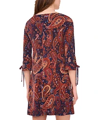 Msk Petite Crewneck 3/4-Length Sleeve Printed Dress