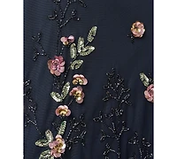 Adrianna Papell Women's Beaded Mesh Midi Dress