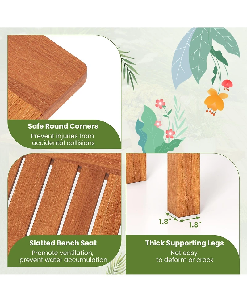 Sugift Wooden Plant Stand Outdoor Indoor Solid Wood Flower Pot Holder Display Shelf-s