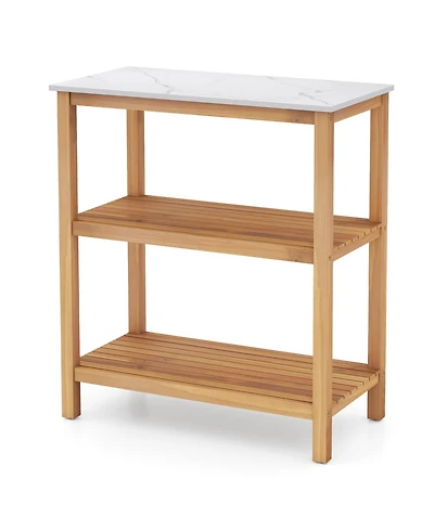 Sugift 3-Tier Garden Potting Bench Table with Marble-Like Countertop