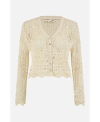 Yumi Women's Crochet Knitted Cropped Cardigan