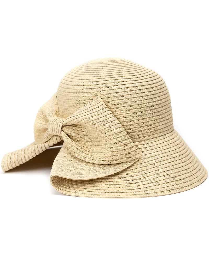 Bcbg Straw Bow Back Brim Floppy Hat