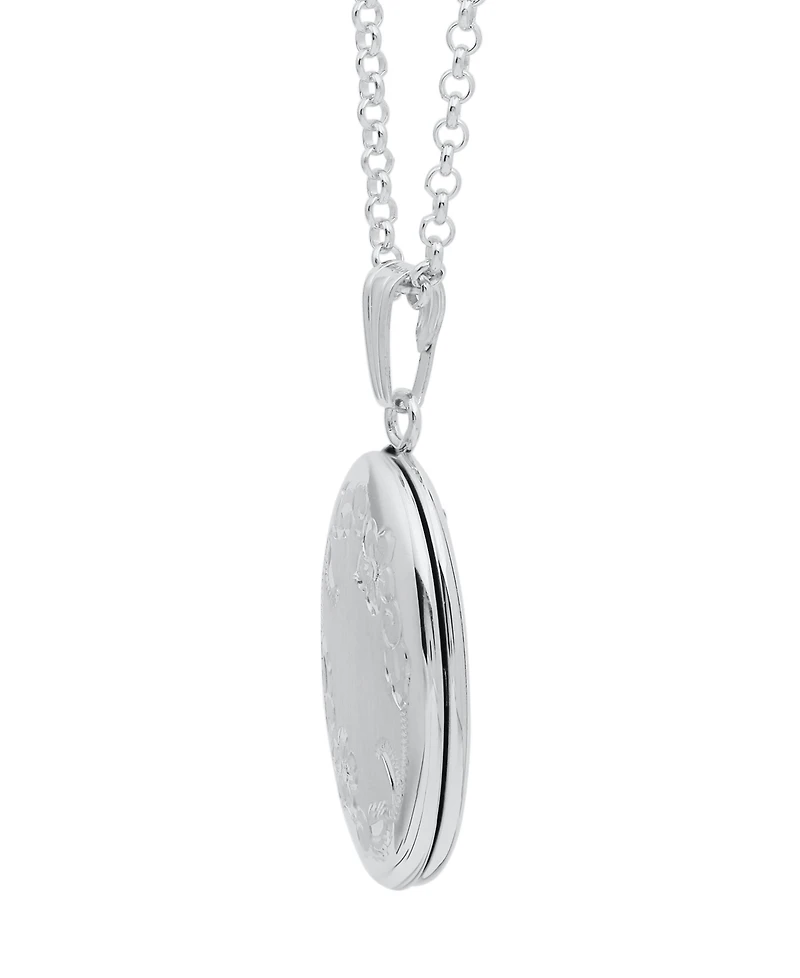 Macy's Engraved Oval Locket Pendant Necklace in Sterling Silver