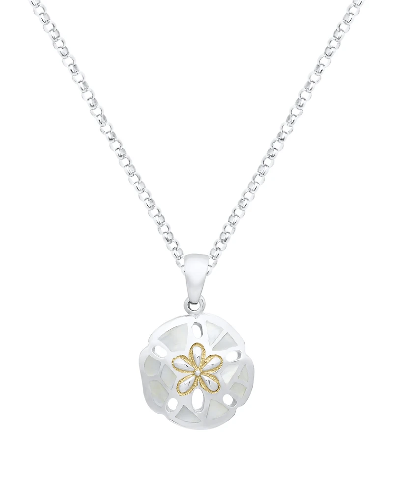 Macy's White Pearl Sand Dollar Pendant Necklace in Sterling Silver