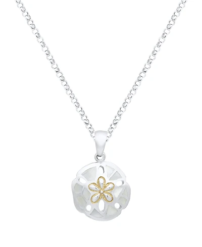 Macy's White Pearl Sand Dollar Pendant Necklace in Sterling Silver