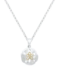 Macy's White Pearl Sand Dollar Pendant Necklace in Sterling Silver
