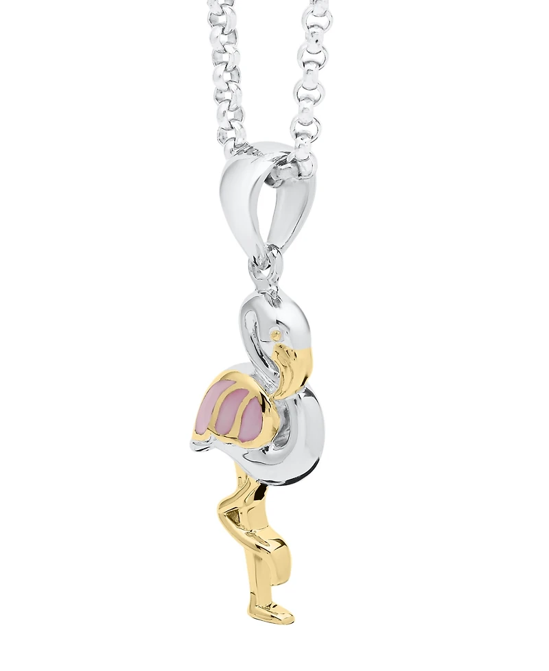 Macy's Pink Pearl Flamingo Pendant Necklace in Sterling Silver