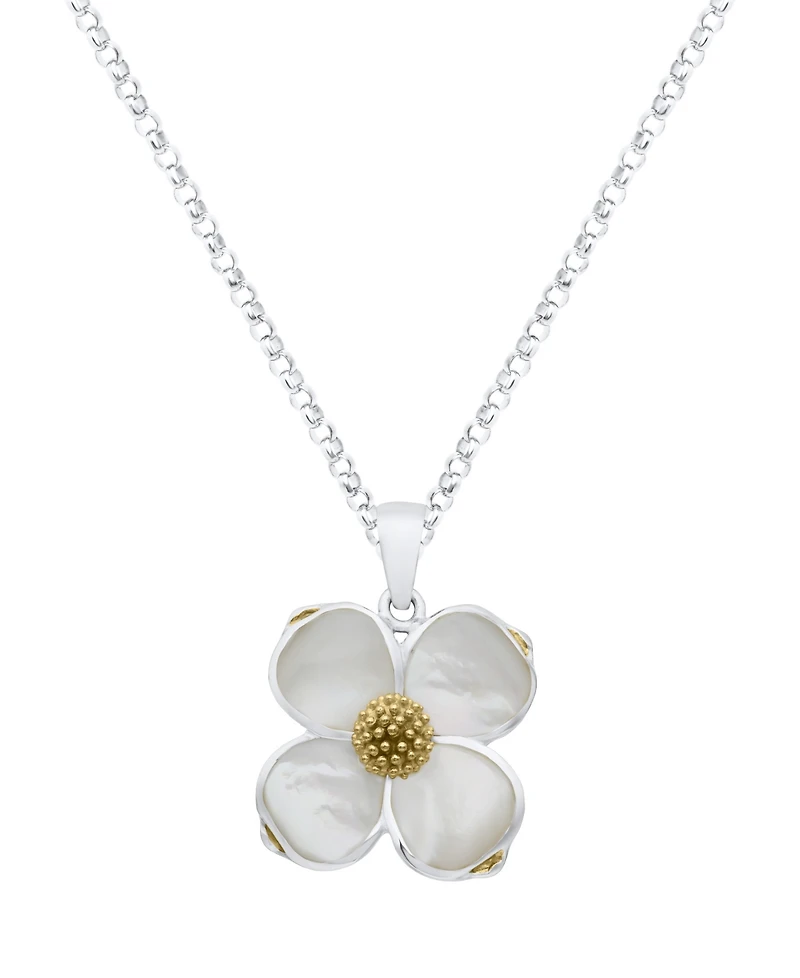 Macy's White Pearl Dogwood Pendant Necklace in Sterling Silver