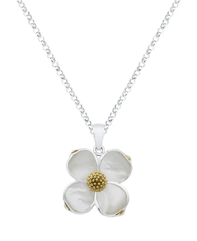 Macy's White Pearl Dogwood Pendant Necklace in Sterling Silver