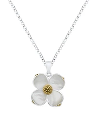 Macy's White Pearl Dogwood Pendant Necklace in Sterling Silver