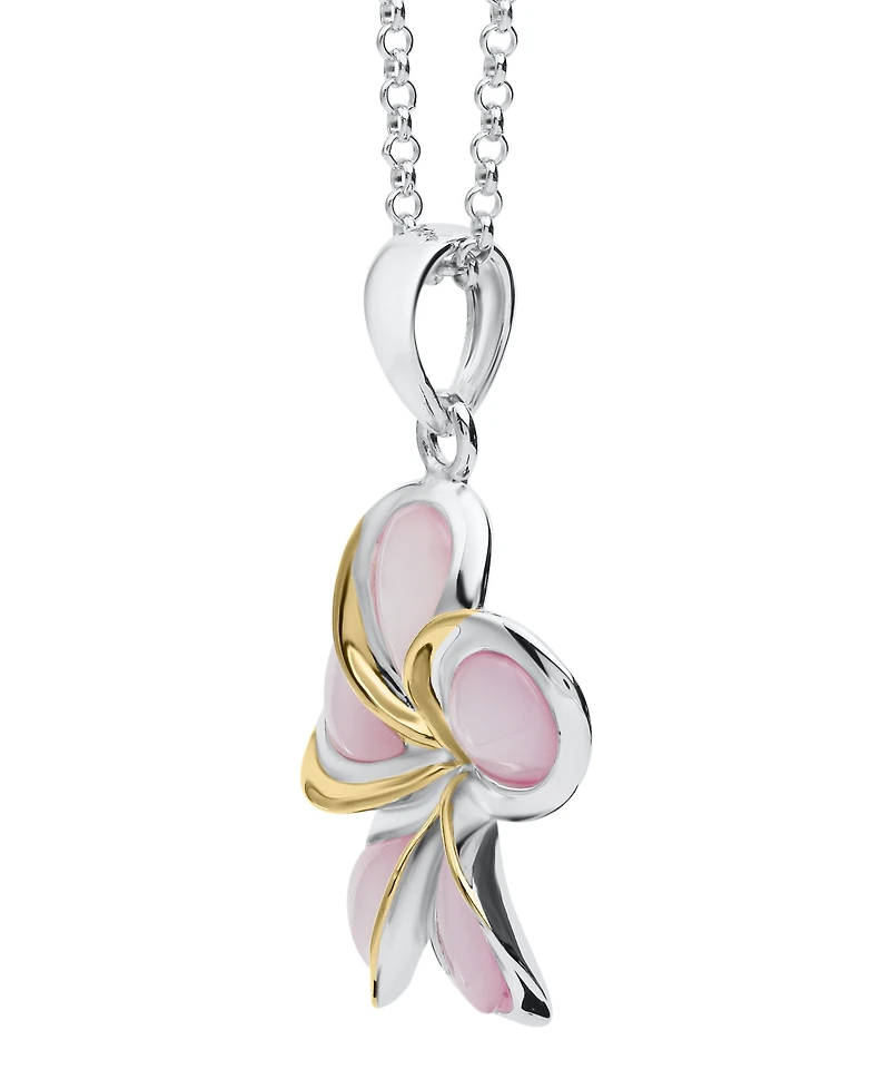 Macy's Pink Pearl Plumeria Pendant Necklace in Sterling Silver