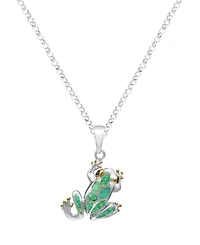 Macy's Kyocera Green Opal Frog Pendant Necklace in Sterling Silver