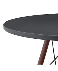 Streamdale Furniture Circular Dining Table with Walnut Legs and Woven Storage Basket