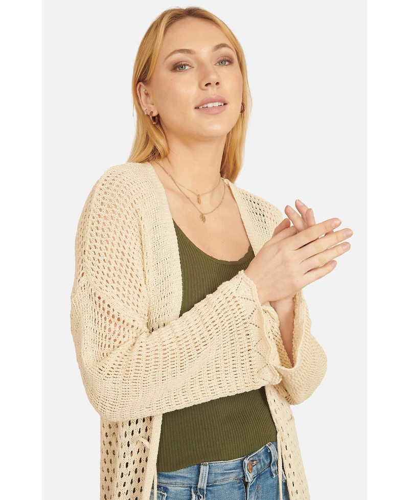 Yumi Women's Crochet Long Line Cardigan