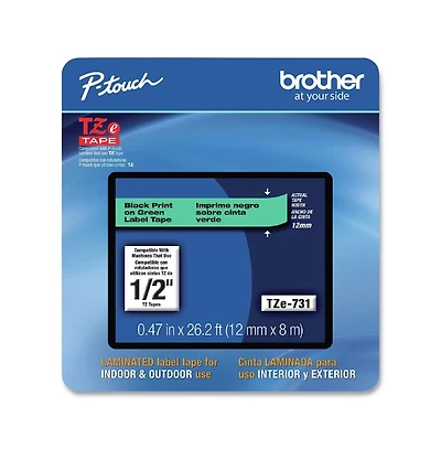 Brother P-Touch TZE731CS 0.47 Inch x 26.2 Foot TZe Laminated Removable Label Tapes