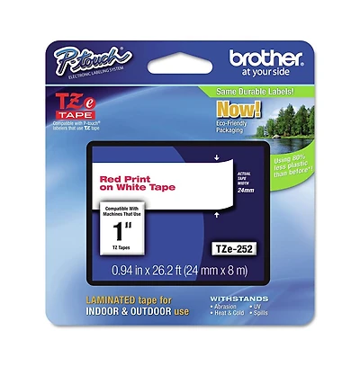 Brother P-Touch TZE252 0.94 Inch x 26.2 Foot TZe Standard Adhesive Laminated Labeling Tape