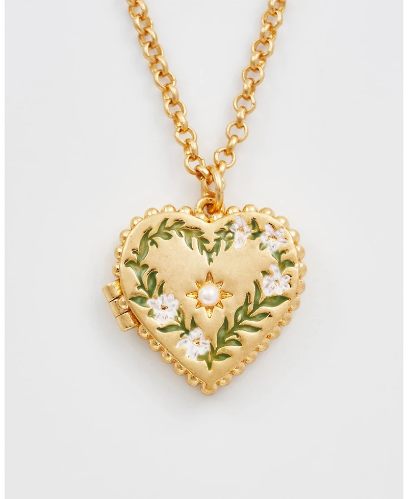 Fable England Jasmine Heart Locket Necklace