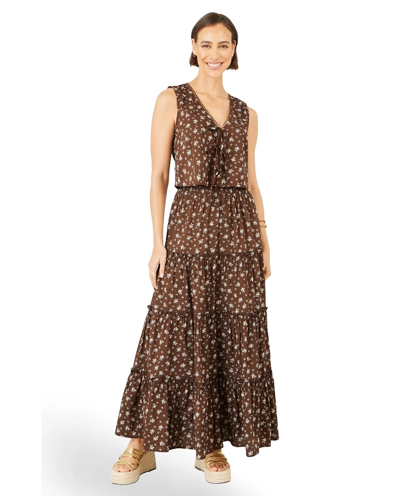 Yumi Women's Daisy Print Maxi Skirt