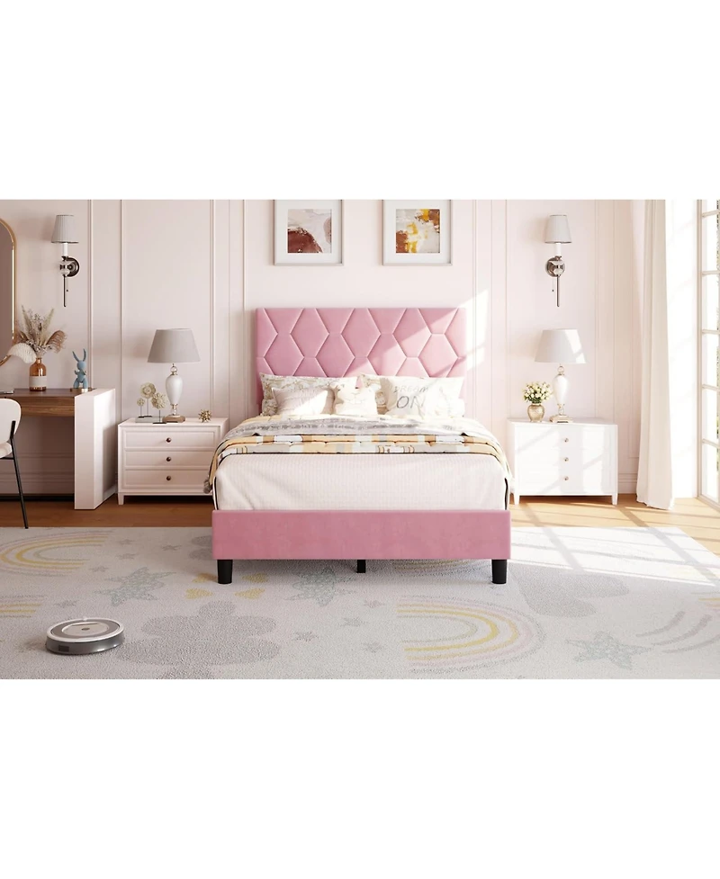 gaomon Upholstered Bed Frame with Adjustable Headboard, Heavy-Duty Platform with Wood Slats, Noise-Free