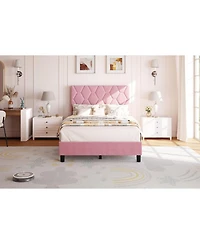 gaomon Upholstered Bed Frame with Adjustable Headboard, Heavy-Duty Platform with Wood Slats, Noise-Free