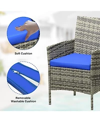 gaomon 3-Piece All-Weather Pe Rattan Outdoor Set with Cushions and Glass Table