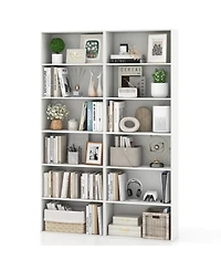 Gymax 6 Tier Bookshelf 70 Inch Tall Wooden Freestanding Storage Organizer with Open Shelves