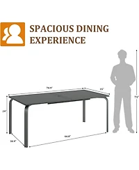 gaomon 71 Inch Aluminum Outdoor Patio Rectangular Dining Table with Umbrella Hole